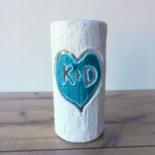 Handmade Couple's Vase with Teal Heart