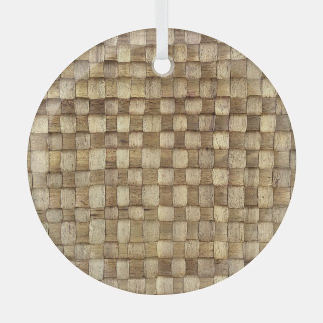Handmade Craft Basket Seamless Texture Glass Ornament (Front)