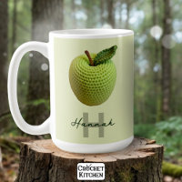 Handmade Craft Green Crochet Apple Monogram Name