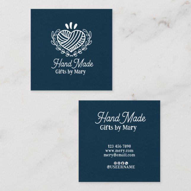 Handmade crafts Blue paper rustic calling card (Front/Back)