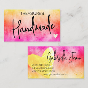Handmade Crafts Calligraphy Rainbow Distressed  Business Card