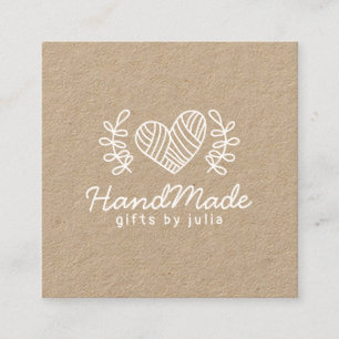 Handmade crafts modern brown kraft paper rustic calling card