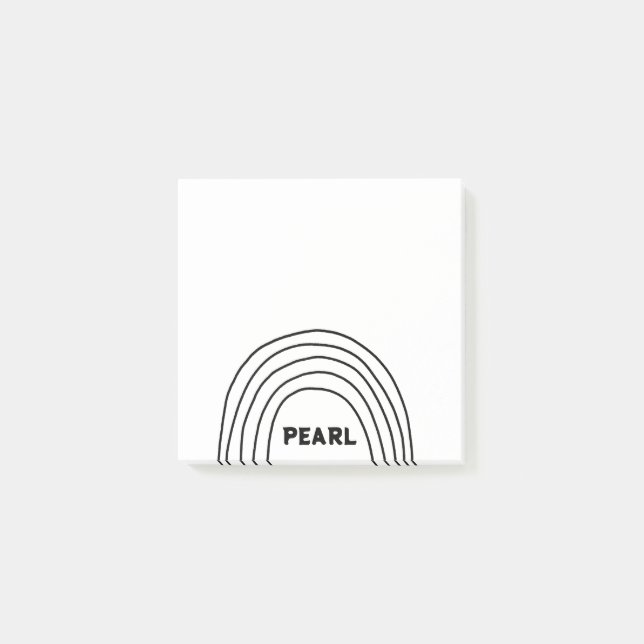 Handmade Curve Lines CUSTOM Monogram Personalized  Post-it Notes (Front)