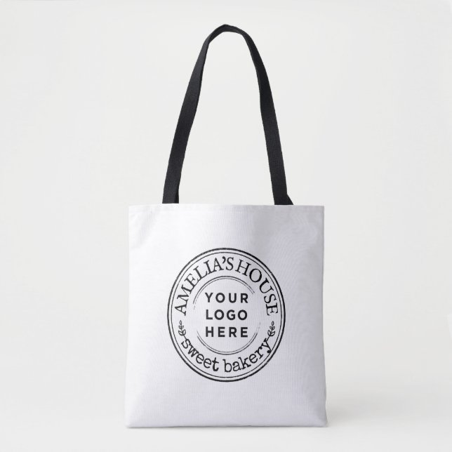 Handmade Custom Business Logo Rustic Tote Bag (Front)
