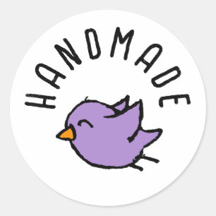 Handmade Cute Doodle Bird Drawing Classic Round Sticker