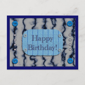 Handmade Denim Look Birthday Postcard