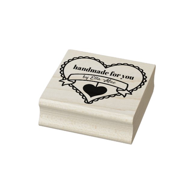 Handmade for You by .. Rustic Heart Personalized Rubber Stamp (Stamp)