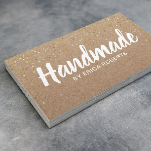 Handmade Gift Gold Confetti Rustic Kraft Business Card
