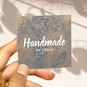 Handmade Gift Vintage Floral Rustic Kraft Square Business Card
