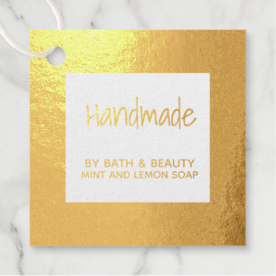 Handmade gold square personalized small business favour tags