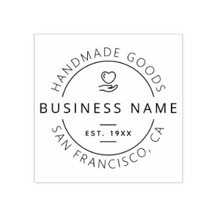 Handmade Goods Business Name, Location & Est. Date Rubber Stamp