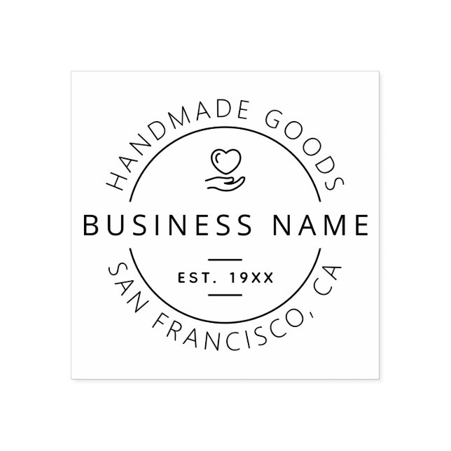 Handmade Goods Business Name, Location & Est. Date Rubber Stamp (Imprint)