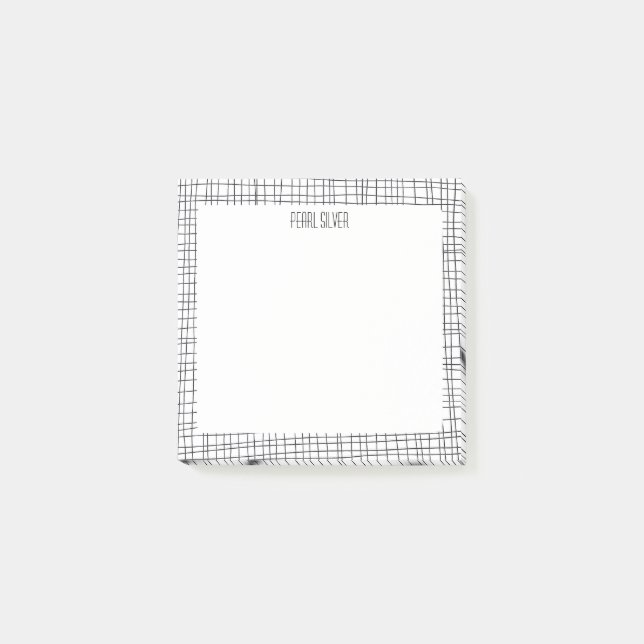 Handmade Grid Lines CUSTOM Monogram Personalized Post-it Notes (Front)