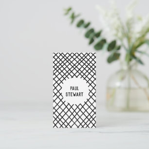 Handmade Grid Minimalist Cool Black & White Business Card