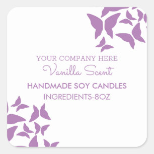 Handmade Homemade Candle Business Butterflies Squa Square Sticker