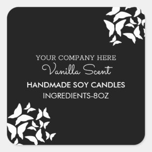 Handmade Homemade Candle Business Butterflies Square Sticker