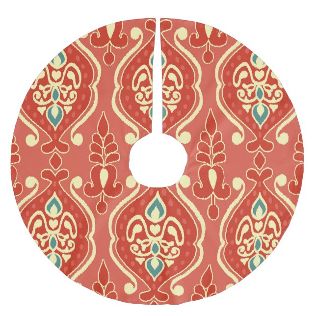 Handmade Ikat: Ethnic Boho Fabric Brushed Polyester Tree Skirt (Front)