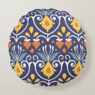 Handmade Ikat: Ethnic Boho Fabric Round Pillow