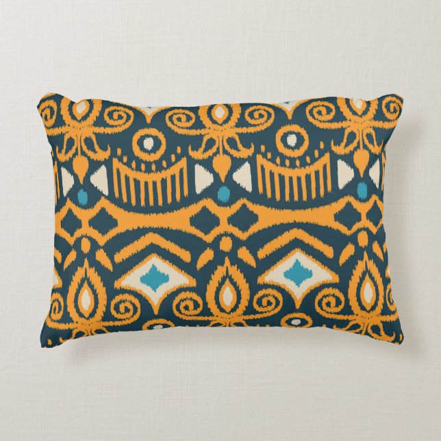 Handmade Ikat: ethnic fabric pattern Accent Pillow (Front)