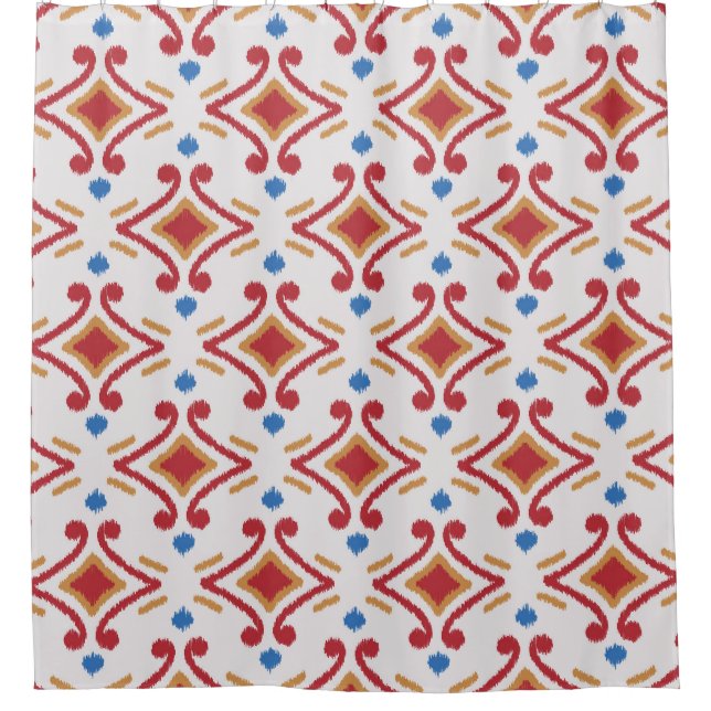 Handmade Ikat fabric, ethnic seamless pattern. (Front)