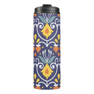Handmade Ikat fabric. Ethnic seamless pattern. Asi Thermal Tumbler