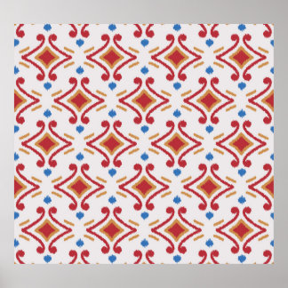 Handmade Ikat fabric, ethnic seamless pattern. Poster