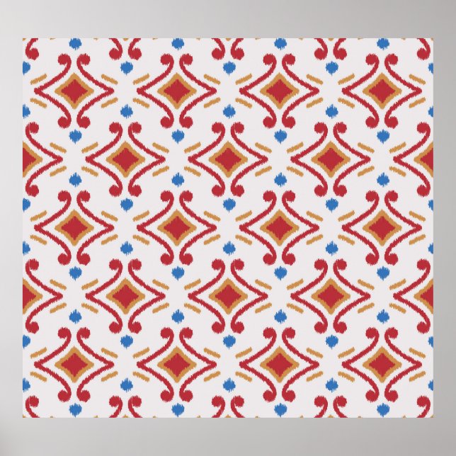 Handmade Ikat fabric, ethnic seamless pattern. Poster (Front)