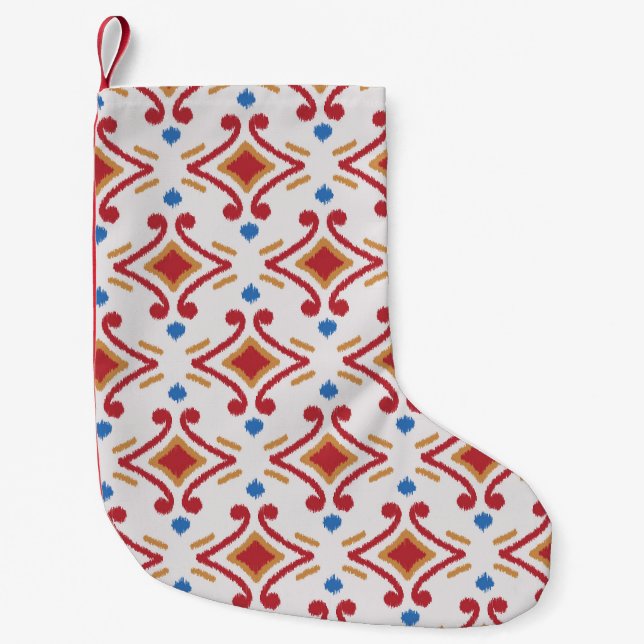 Handmade Ikat fabric, ethnic seamless pattern. Small Christmas Stocking (Front)