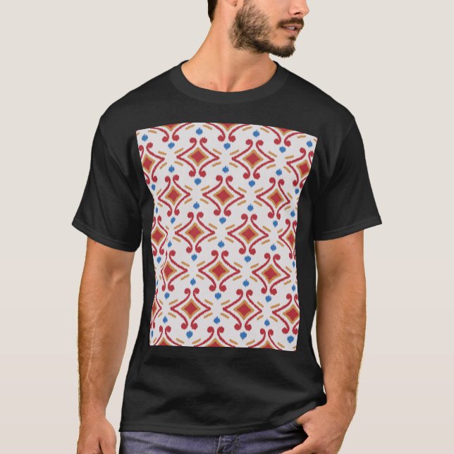 Handmade Ikat fabric, ethnic seamless pattern. T-Shirt (Front)