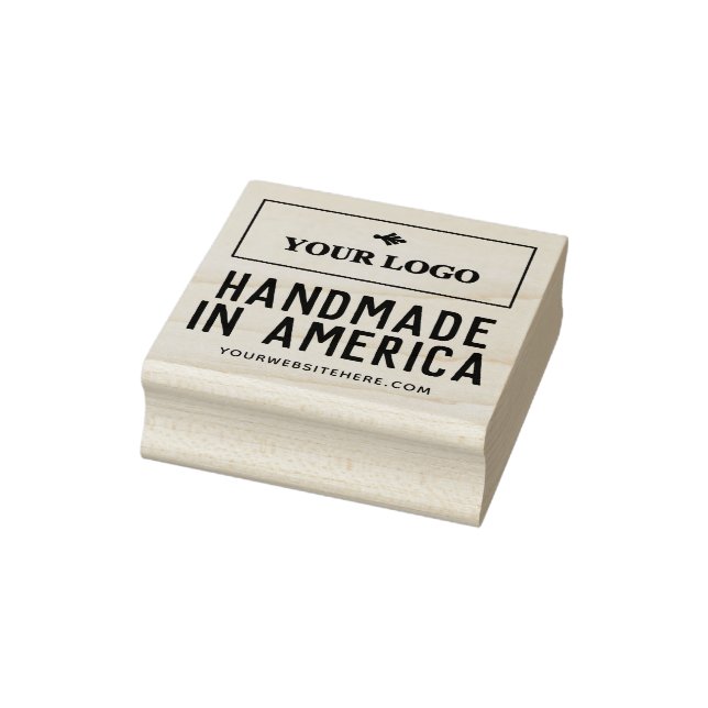 Handmade In America Your Logo & Website Rubber Stamp (Stamp)