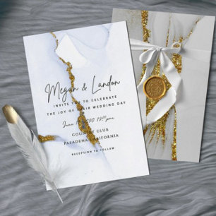 Handmade Ink Glitter Chic Gold Wedding Invitation