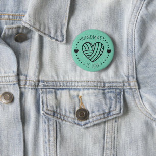 Handmade is Love Yarn Heart 2 Inch Round Button
