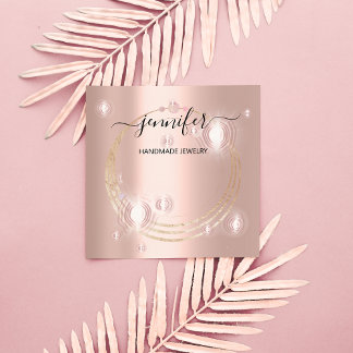 Handmade Jewellery Custom Logo Gold Rose Vip Square Business Card
