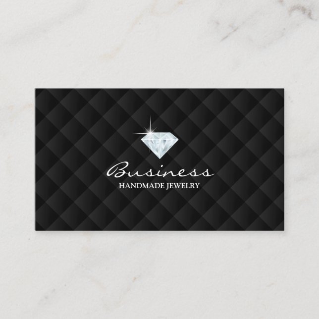 Handmade Jewellery Luxury Dark Diamond Quilted Business Card (Front)