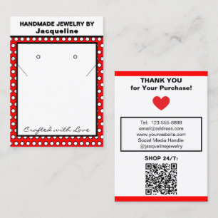 Handmade Jewelry Red White Polka Dots Business Card