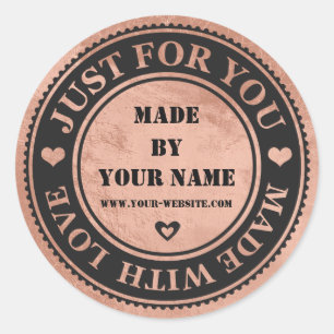 Handmade Just For You Made With Love Copper Black Classic Round Sticker
