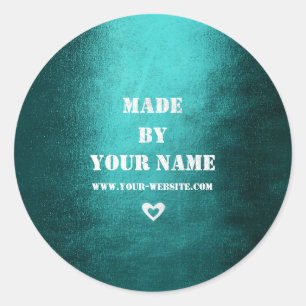 Handmade Just For You Made With Love Teal Teal Classic Round Sticker