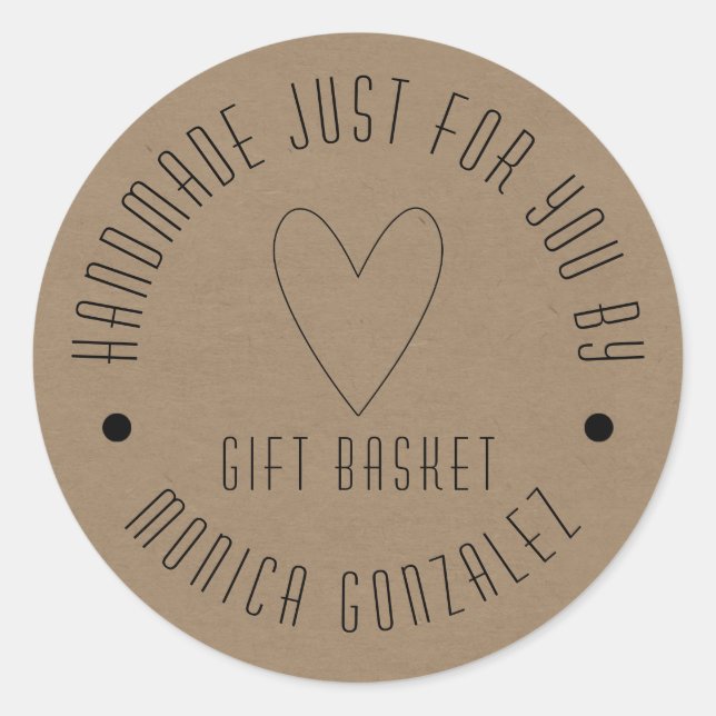 Handmade Just For You | Your Business Classic Round Sticker (Front)