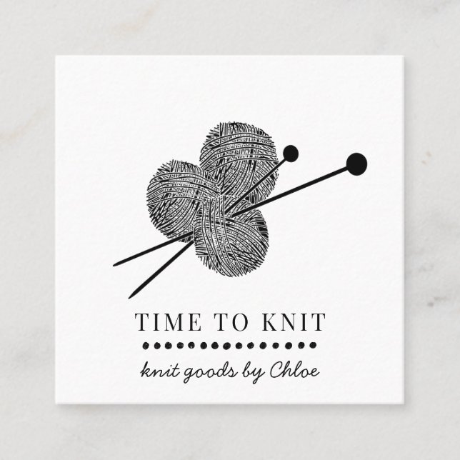 Handmade Knit Goods Square Business Card (Front)