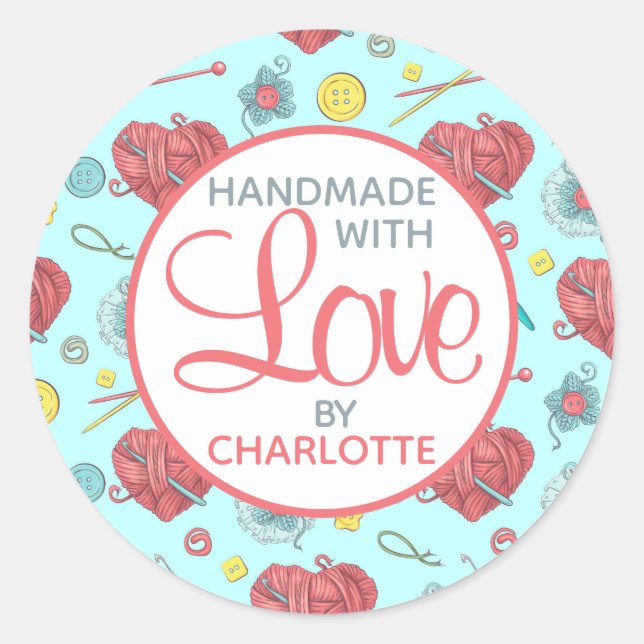 Handmade Knit, Sew, Craft Sticker (Front)