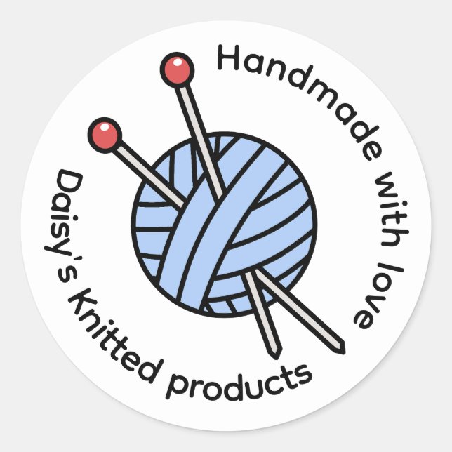 Handmade Knitting Personalized  Classic Round Sticker (Front)