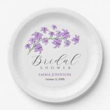 Handmade Lavender Lily Bridal Shower Paper Plates