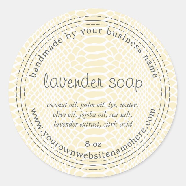 Handmade Lavender Soap Yellow Snake Pattern Classic Round Sticker (Front)
