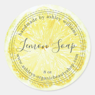 Handmade  Lemon Soap Organic Business Classic Round Sticker