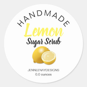 Handmade Lemon Sugar Scrub DIY Classic Round Sticker