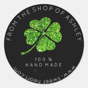 Handmade Logo From Name Web Green Clover Leaf Classic Round Sticker