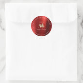 Handmade Logo Name Web Horse Burgundy Gold Classic Round Sticker (Bag)