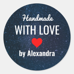 Handmade love pastel Stars in Sky Classic Round Sticker