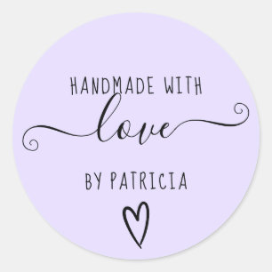 Handmade love typography minimalist  purple classic round sticker