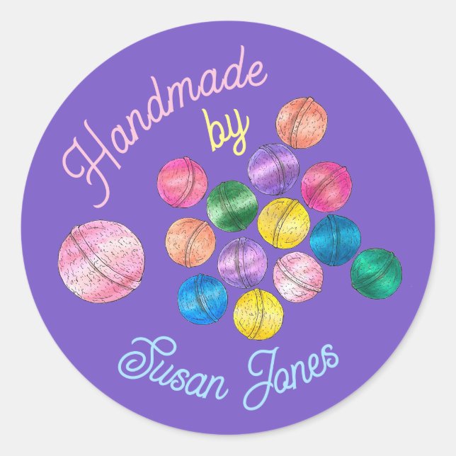 Handmade Made with Love Homemade Bath Shower Bombs Classic Round Sticker (Front)